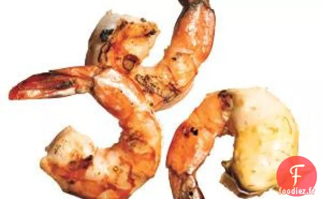 Crevettes À La Coriandre Grillée Et Aïoli