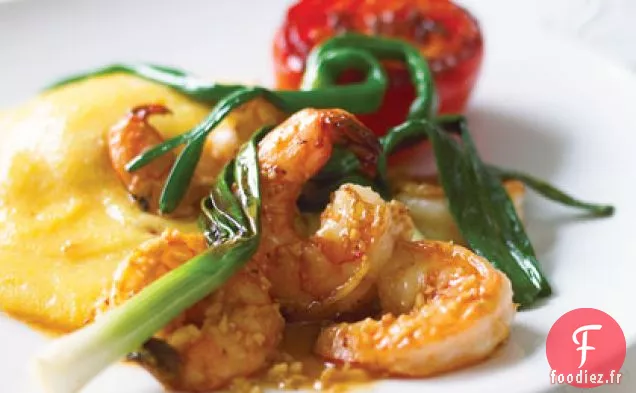 Polenta aux Crevettes au Bacon et au Fromage