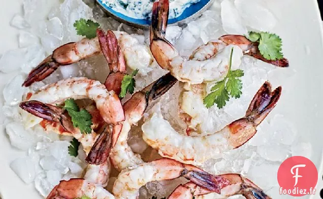 Crevettes Marinées avec Trempette Crémeuse aux Épinards