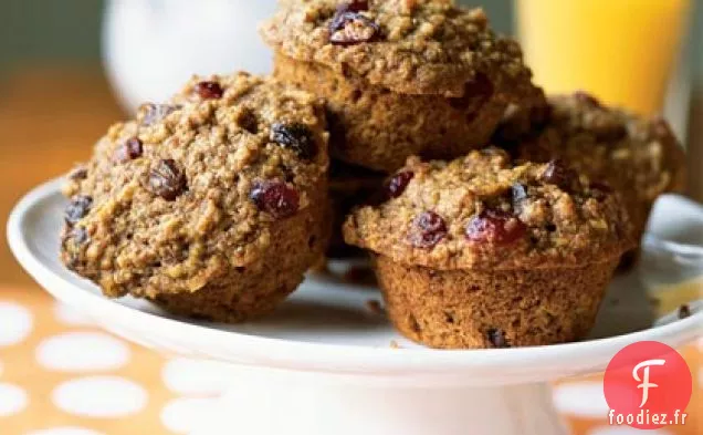 Muffins au Blé Entier, à l'Avoine et aux Raisins secs