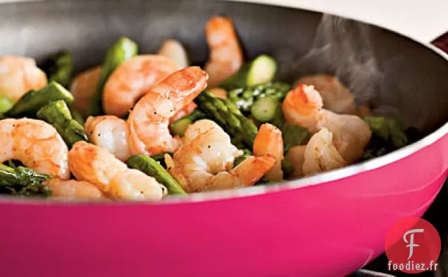 Asperges Sautées et Crevettes à la Gremolata