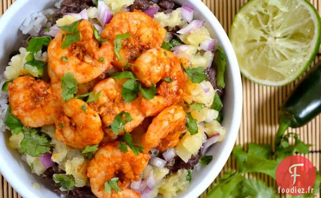 Bols de Crevettes au Chili et au Citron Vert