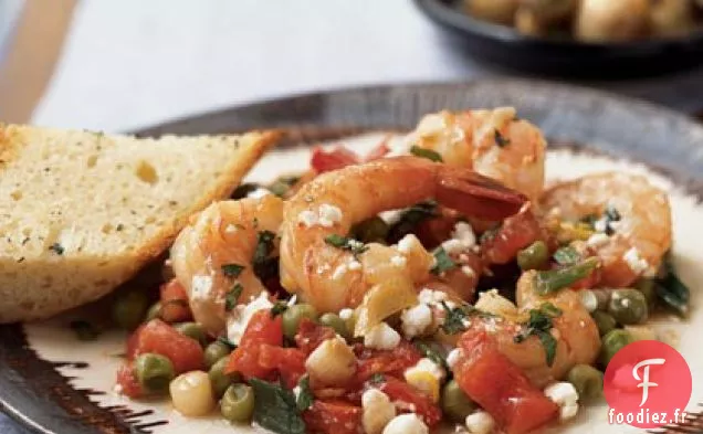 Crevettes au Citron, Menthe et Fromage de Chèvre