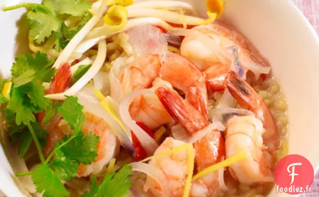 Crevettes en Pot d'Argile avec Riz Brun