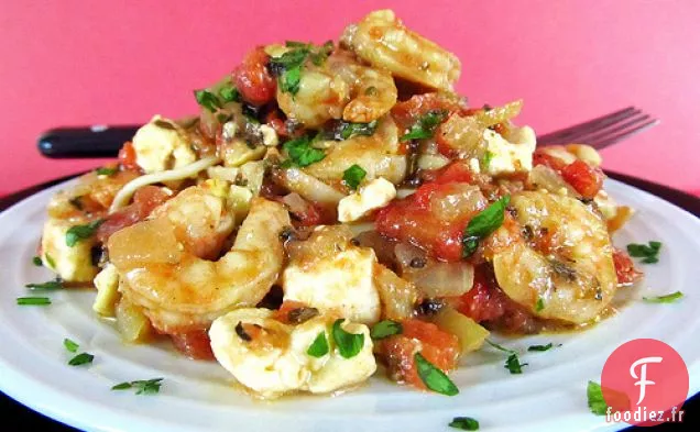 Crevettes Cuites Au Four Avec Tomates Et Feta