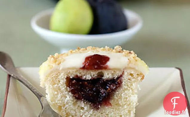 Cupcakes Aux Figues De Gousse De Vanille Avec Glaçage Au Miel De Fleur D'Oranger