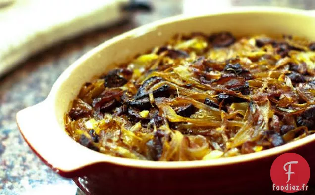 Fromage De Chèvre Cuit Au Four Avec Oignons Caramélisés Et Figues De Mission