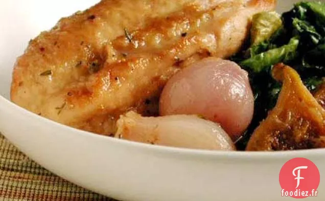 Poulet Braisé aux Figues sur Scarole Flétrie