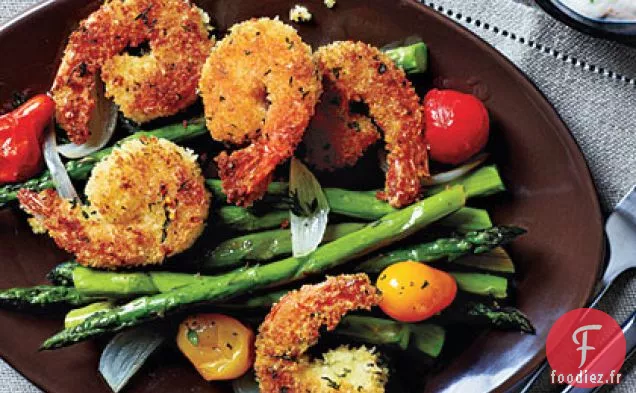 Crevettes aux Herbes croustillantes avec Aïoli à la Ciboulette