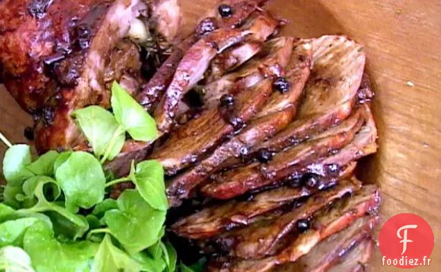 Gigot d'Agneau Rôti à la Bière Brune, Miel et Thym