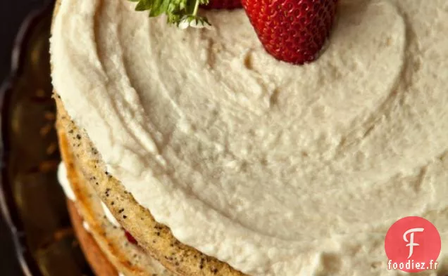 Gâteau Aux Graines de Pavot, Glaçage au Mascarpone, Fraises