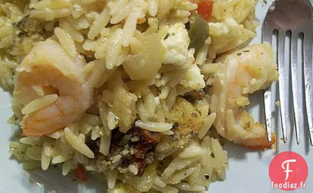 Orzo d'Origan au Citron et Crevettes au Four