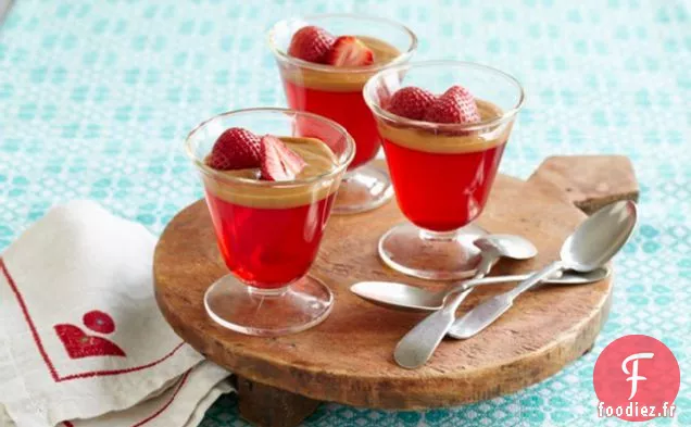 Gélatine de Fraise à la Sauce Dulce de Leche