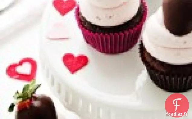 Cupcakes Aux Fraises Enrobés De Chocolat
