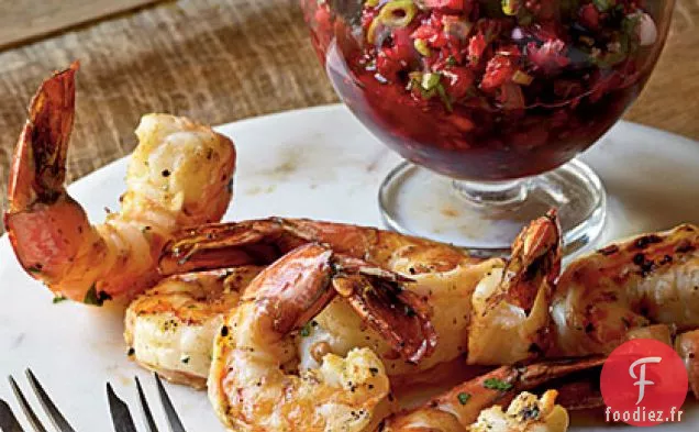 Crevettes Grillées avec Salsa aux Canneberges Fraîches
