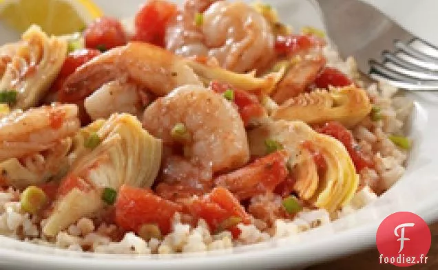 Crevettes Aux Artichauts Et Tomates Pour Deux