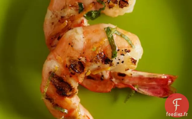 Crevettes grillées à l'Huile de Citron Vert, d'Orange et de Basilic