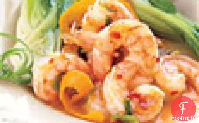 Crevettes Mandarine Épicées et Sucrées avec Baby Bok Choy