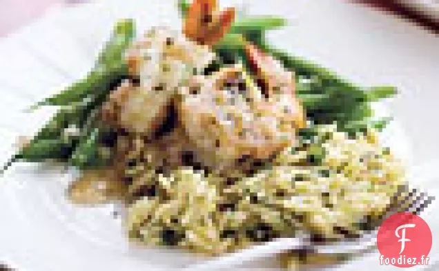 Crevettes Rôties à la Sauce Champagne-Échalote