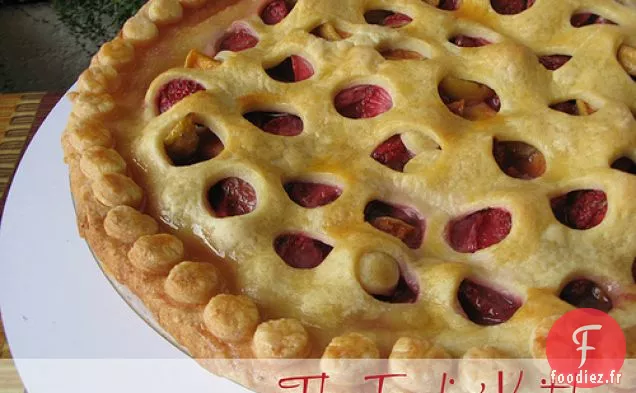 Tarte Aux Pêches Aux Fraises Au Miel Et À La Sauge