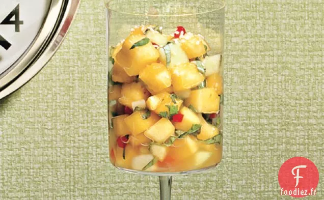 Ananas, Miellat et Mangue au Gingembre et aux Herbes Fraîches