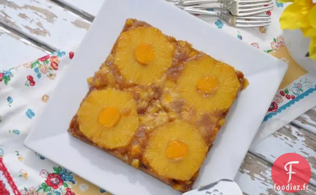 Gâteau à l'envers à l'Ananas et à la Mangue au Champagne