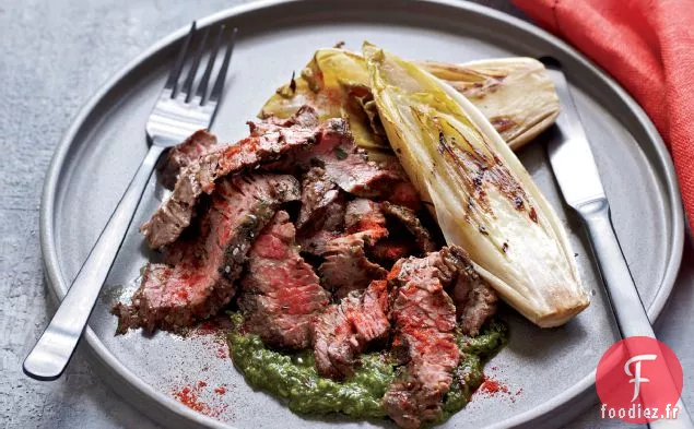 Steak de Jupe Grillé avec Salsa Verde