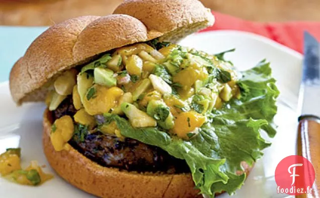 Hamburgers aux Haricots Noirs avec Salsa à la Mangue