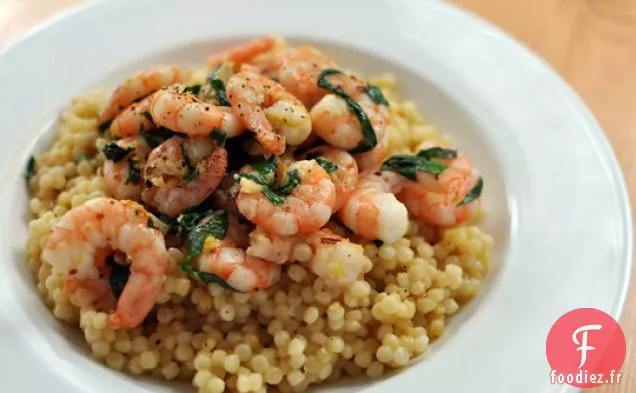 Crevettes Au Piment, Citron Et Basilic Avec Couscous Israélien