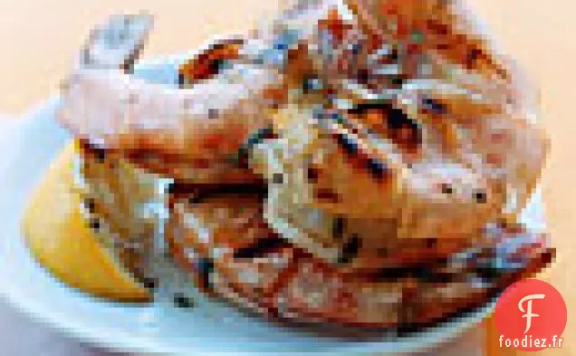 Crevettes Géantes Grillées Au Citron Et À L'Origan