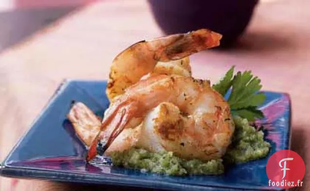 Crevettes au Poivre Noir avec Chutney à la Coriandre et à la noix de coco