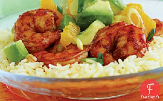 Crevettes Au Paprika Avec Salsa À l'Orange Et À l'Avocat