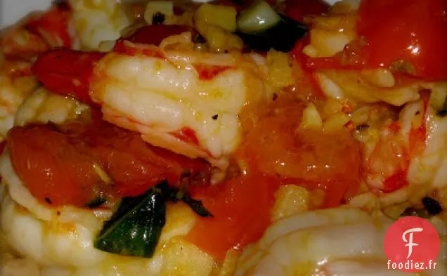 Scampi Aux Crevettes de La Diva Domestique Avec Riz au Citron Et au Basilic