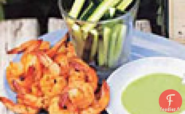 Crevettes Au Curry Avec Vinaigrette Au Concombre