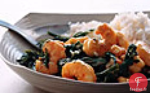 Crevettes Wok Épicées au Riz à la noix de coco