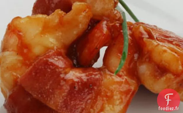Crevettes Bbq enveloppées de dinde et de bacon