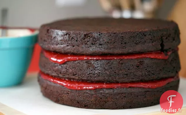Double Gâteau Au Chocolat Fourré À La Framboise