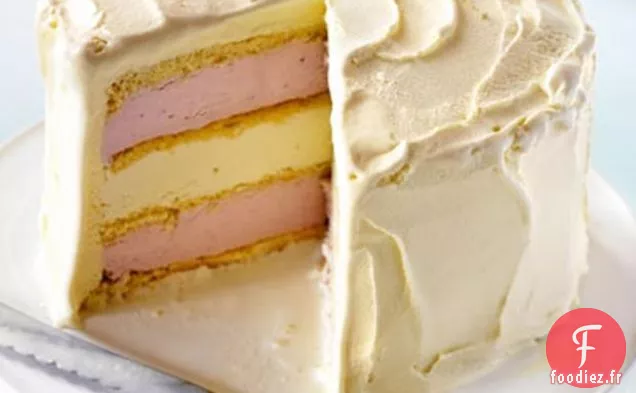 Gâteau à la Crème Glacée au Chocolat Blanc et à la Fraise