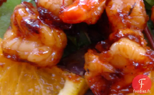 Crevettes au Thé Fumé aux Agrumes