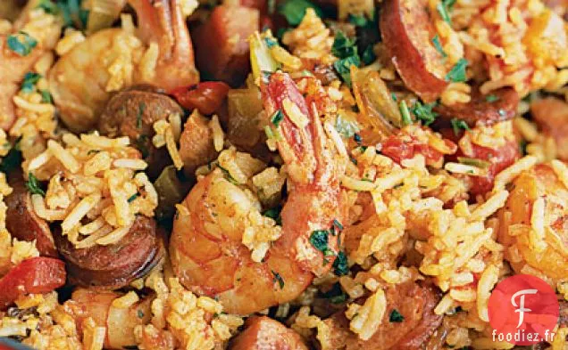 Jambalaya aux Crevettes et aux Saucisses