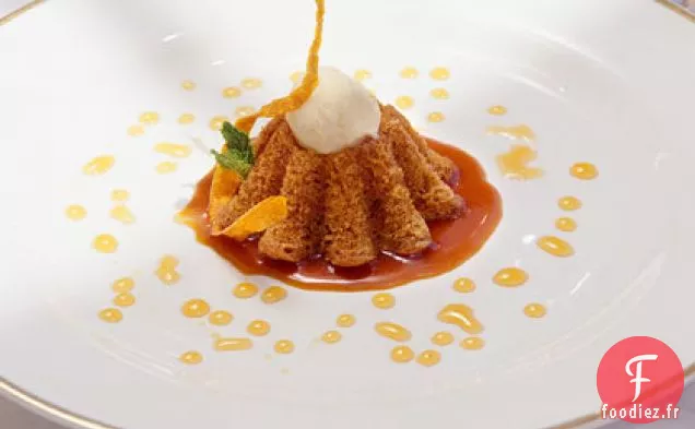 Gâteau aux Carottes au Sirop de Madère et Glace à la Vanille