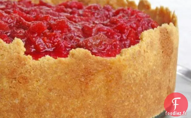 Gâteau Au Fromage Mascarpone À La Ricotta Et Compãte De Rhubarbe parfuméE à L'Orange