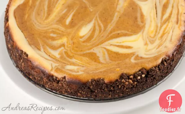 Gâteau au Fromage au Marbre à la Citrouille au Bourbon