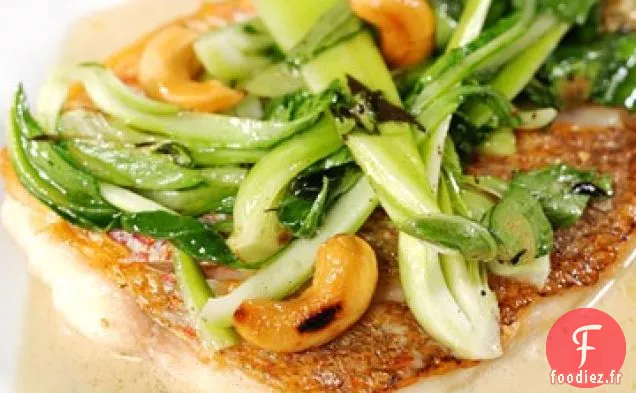 Vivaneau Rouge avec Bébé Bok Choy