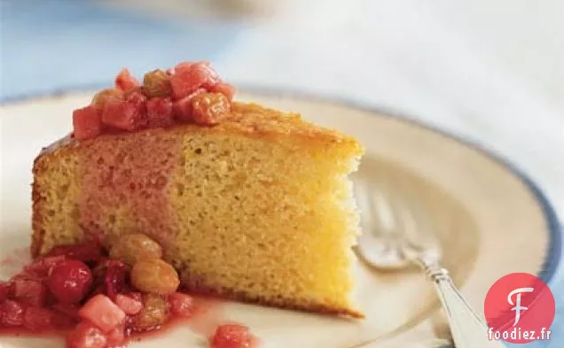 Gâteau de Polenta au Citron avec Compote de Fruits d'Hiver