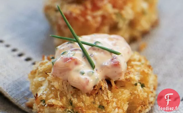 Panko - Bouchées de Gâteau de Crabe en croûte avec Aïoli au Poivre Rôti et à la Ciboulette