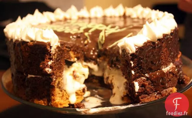 Gâteau à la Crème Glacée aux Pépites de Chocolat Brownie