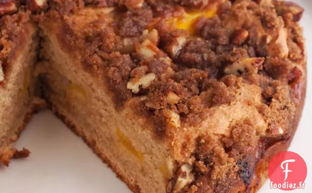 Recette De Gâteau Au Café Aux Pêches sans Gluten Avec Garniture Streusel