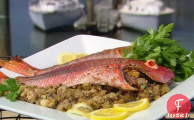 Vivaneau Rouge Cuit au Four Farci aux Champignons