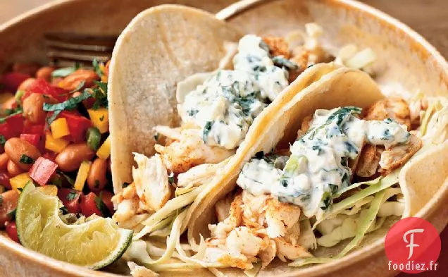 Tacos de Poisson à la Crème de Citron Vert et Coriandre